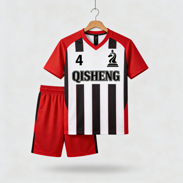Direct Factory RED and Black Color Football Jersey Soccer T-shirt Sets