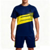 2025-2026 Collection Blue, Yellow & Black Color Blocking Casual Sports Tracksuit